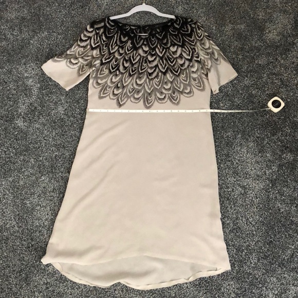 BCBG Silk Midi Shift Dress - Feather Print - Picture 8 of 12